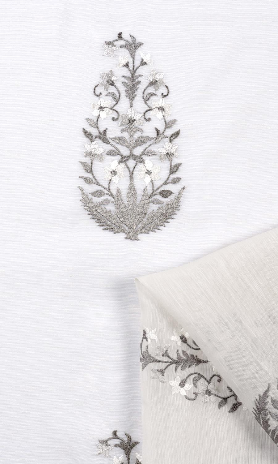 Sheer Floral Paisley Roman Shades (White/ Gray) for Living, Bedroom, Kitchen, Bathroom