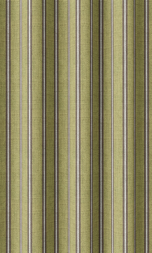 Striped Home Décor Fabric By the Metre (Chartreuse Green/ Brown)