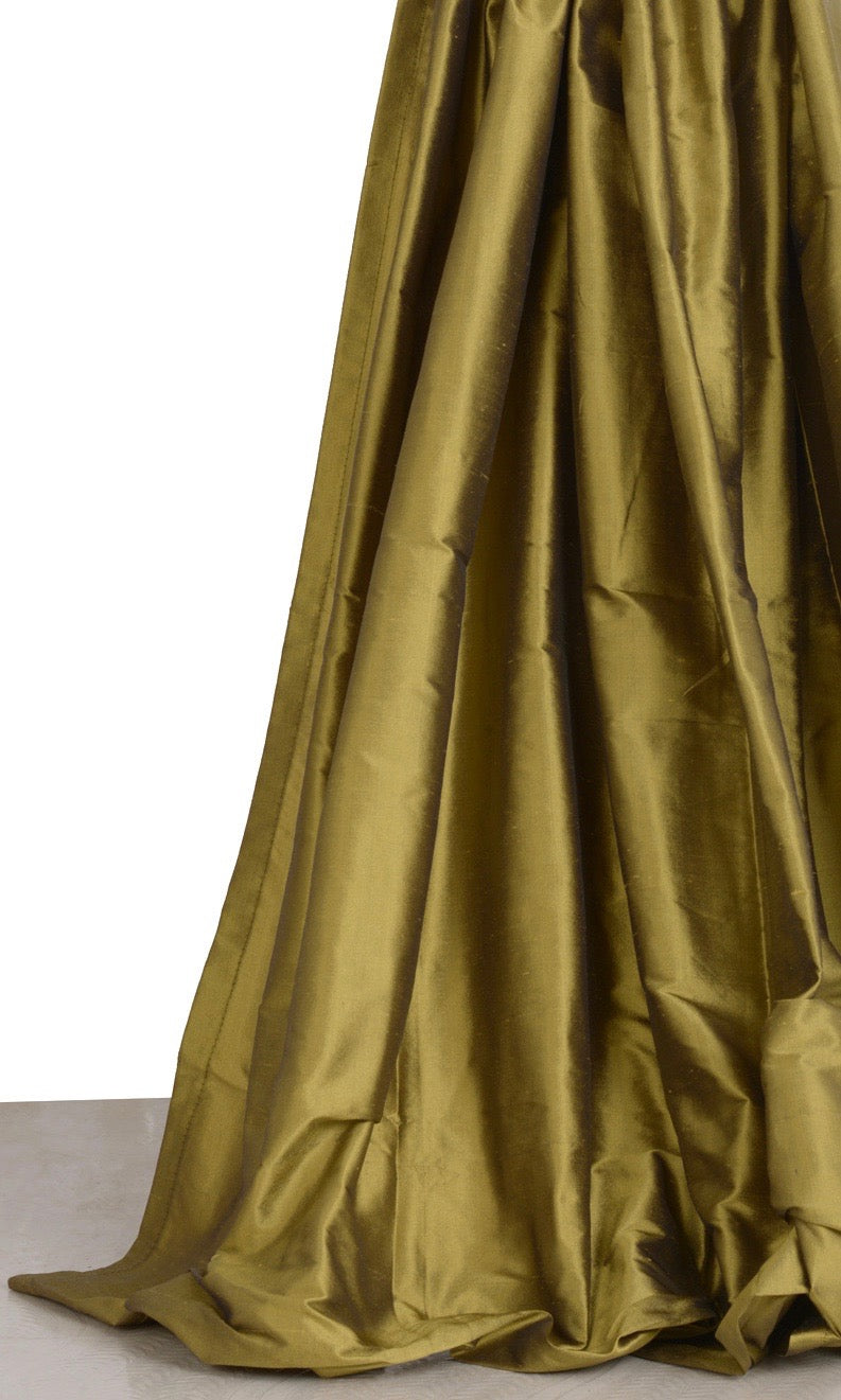 Shantung Silk Window Treatments Fabric By the Metre (Olive Green)