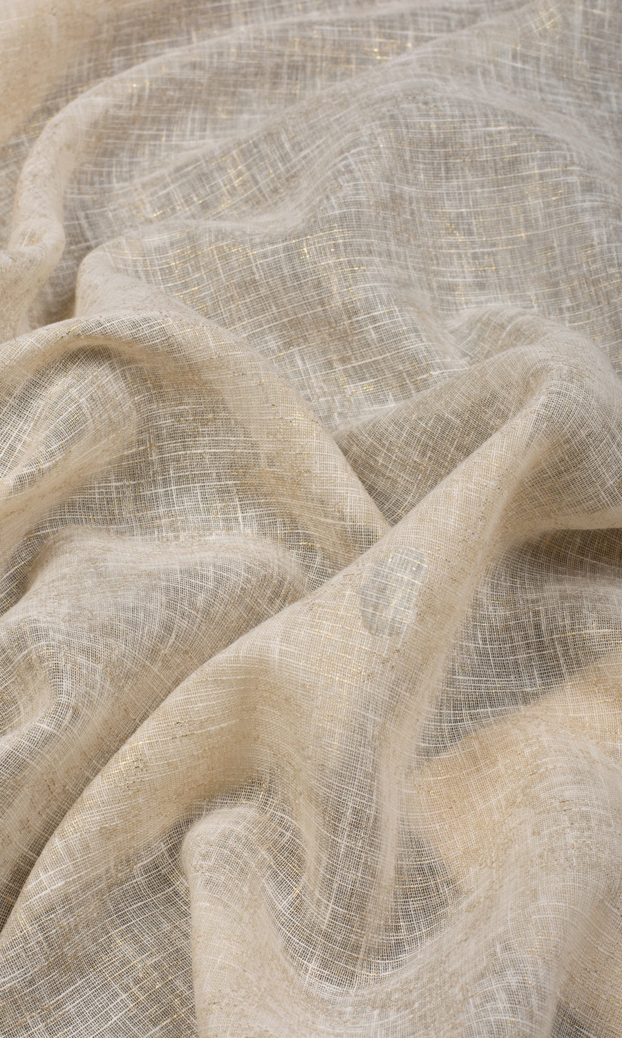 Metallic Accents Sheer Window Treatments Fabric By the Metre (Beige)