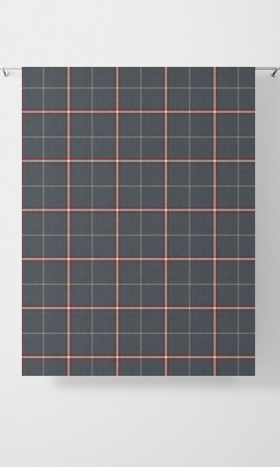 Geometric Patterned Fabric Material By the Metre (Slate Grey/ Red)