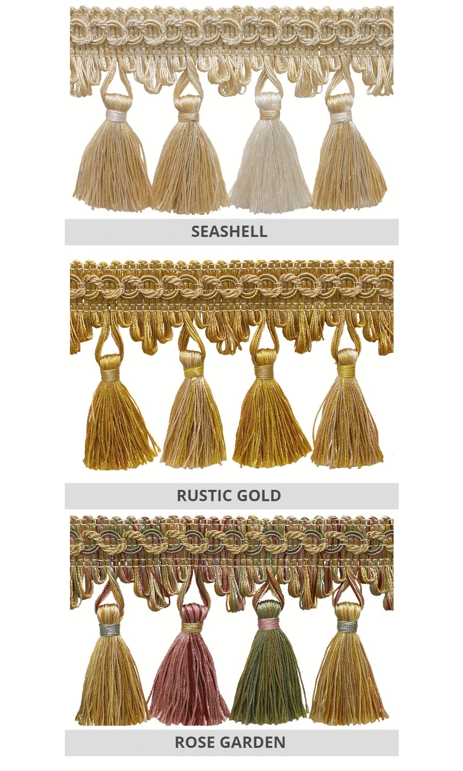 Tassel trims for roman blind