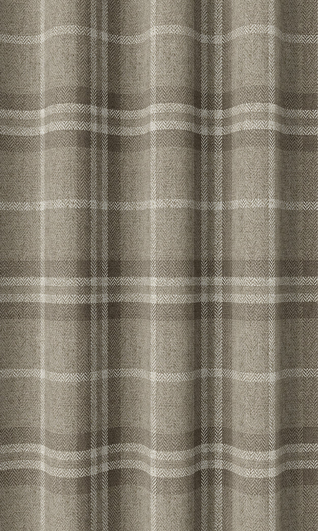 Plaid Patterned Flat, Plain, Fake, Faux, European Relaxed Roman Blinds (Beige & Brown)