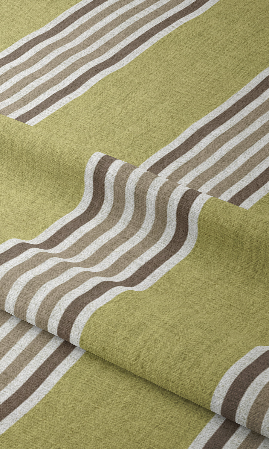 Striped Window Treatments Fabric By the Metre (Chartreuse Green/ Brown)
