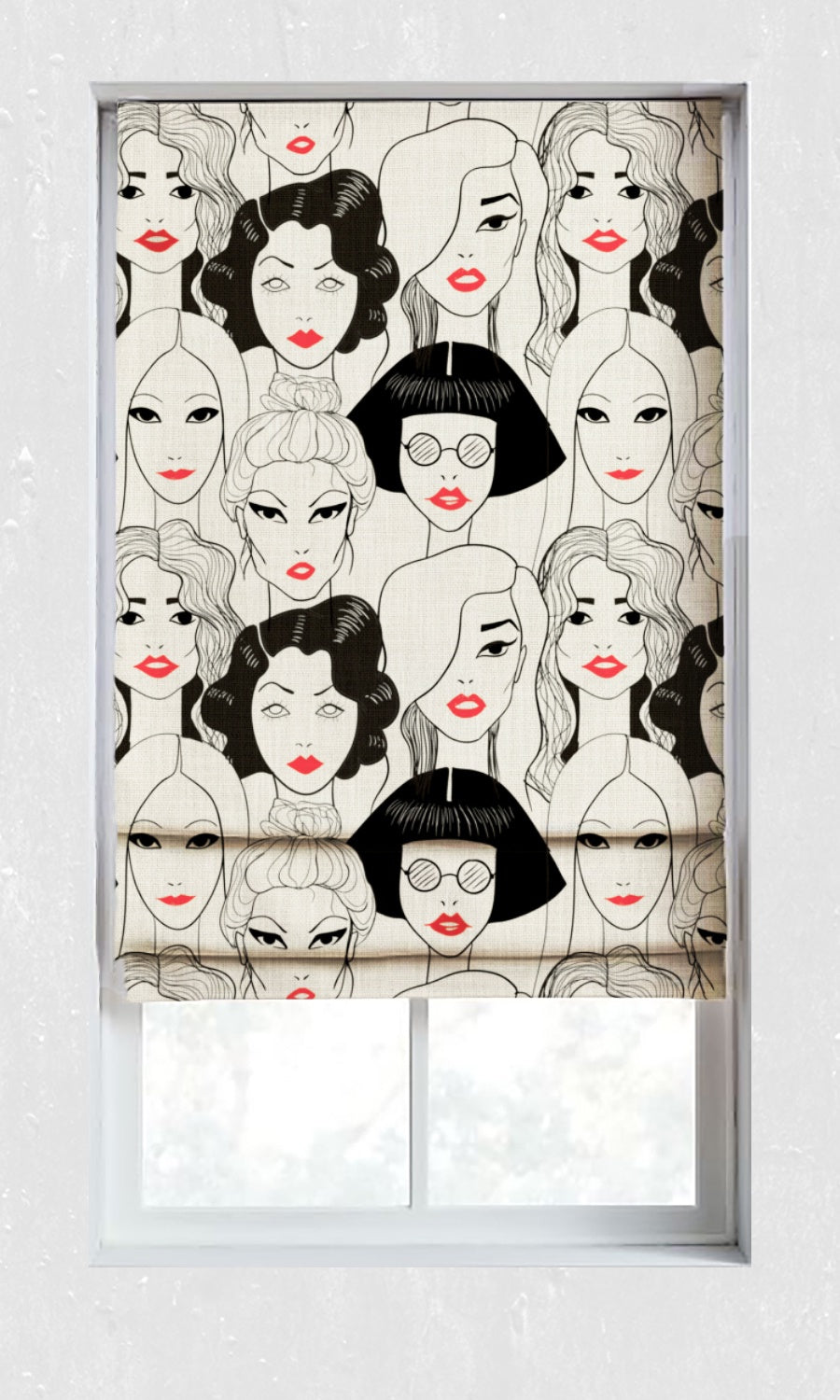 Pop Art Theme Window Treatments Fabric By the Metre (Black/ White/ Red)