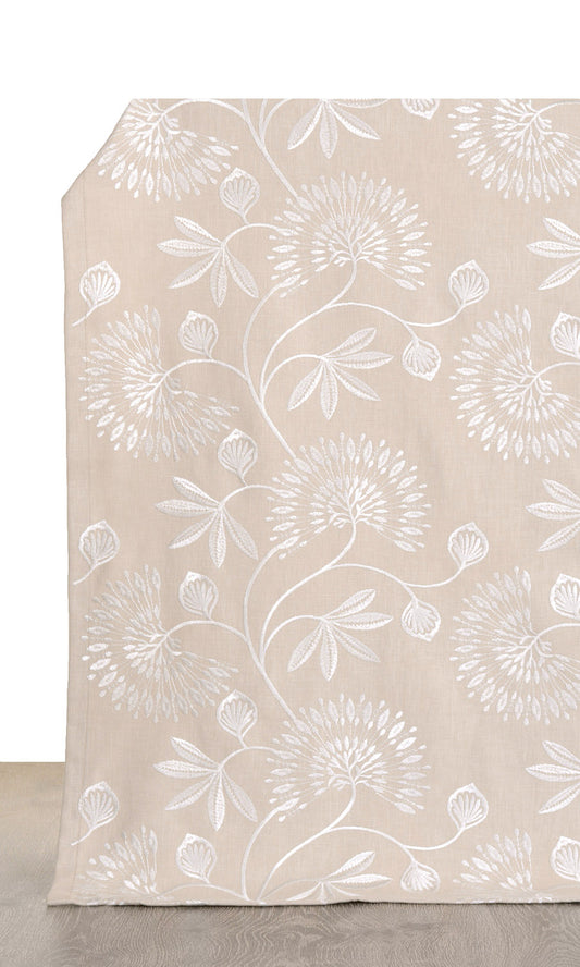 Floral Embroidery Home Décor Fabric By the Metre (Beige/ White)