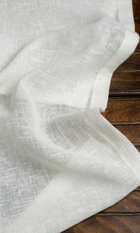 Linen-Texture Semi-Sheer Home Décor Fabric By the Metre (Milky White)