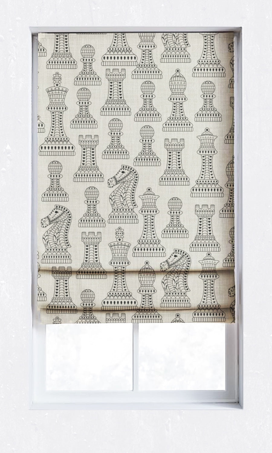 Modern Print Window Treatments Fabric Sample (Black/ Milky White)