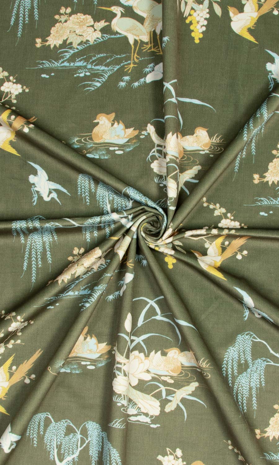 Chinoiserie Toile Velvet Blinds (Olive Green) for Living, Bedroom, Kitchen, Bathroom