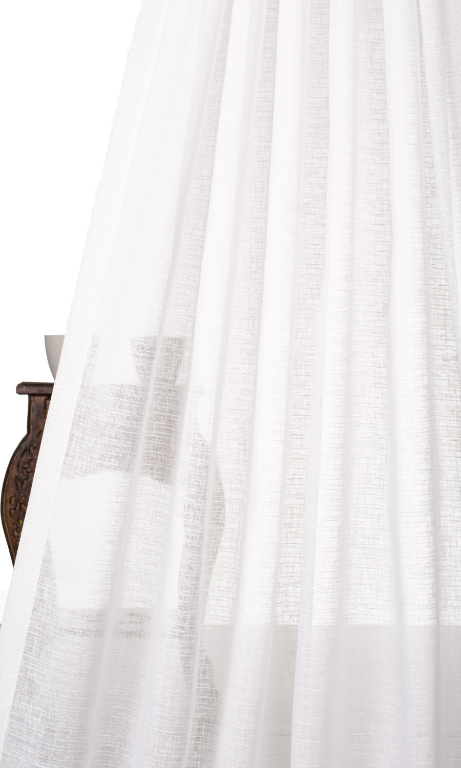 Plain Linen-Texture Sheer Flat, Plain, Fake, Faux, European Relaxed Roman Blinds (White)