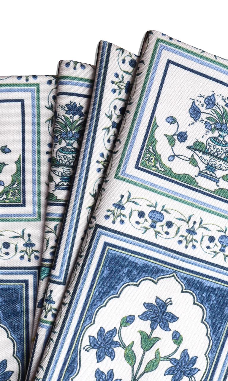 Floral Cotton Fabric Blinds (Blue/ Green) Extra Long Short Wide