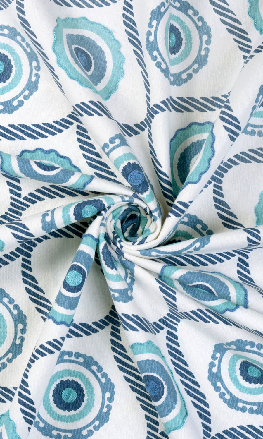 Printed Fabric Material By the Metre (Blue/ White)