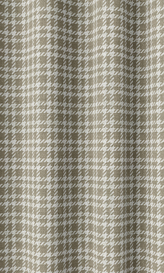 Modern Check Patterned Home Décor Fabric Sample (Tan Brown)
