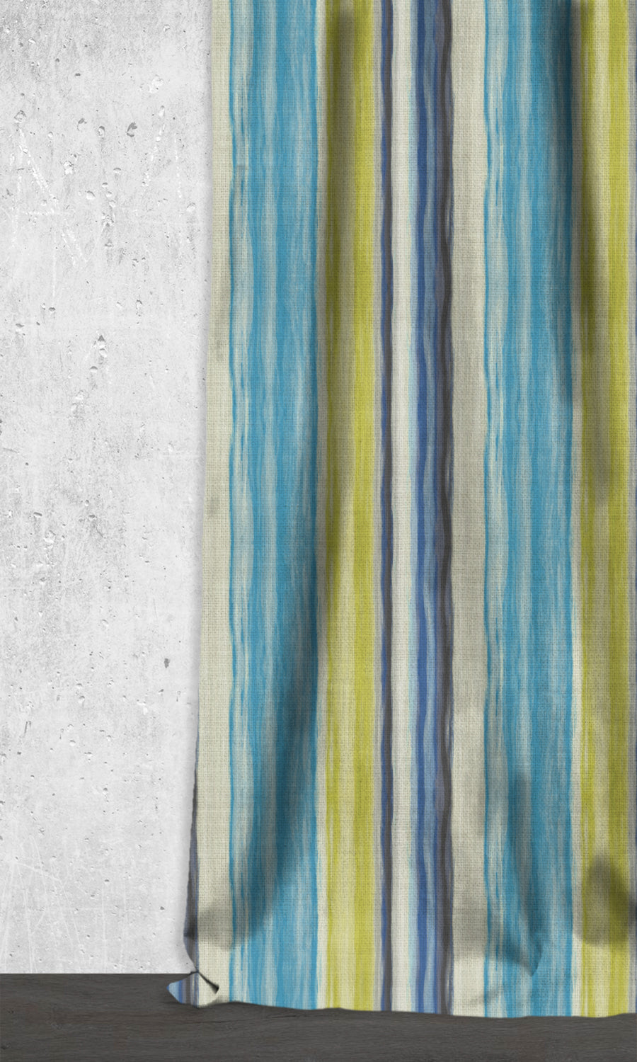 Striped Window Treatments Fabric Sample (Sky Blue/ Cobalt/ Green)