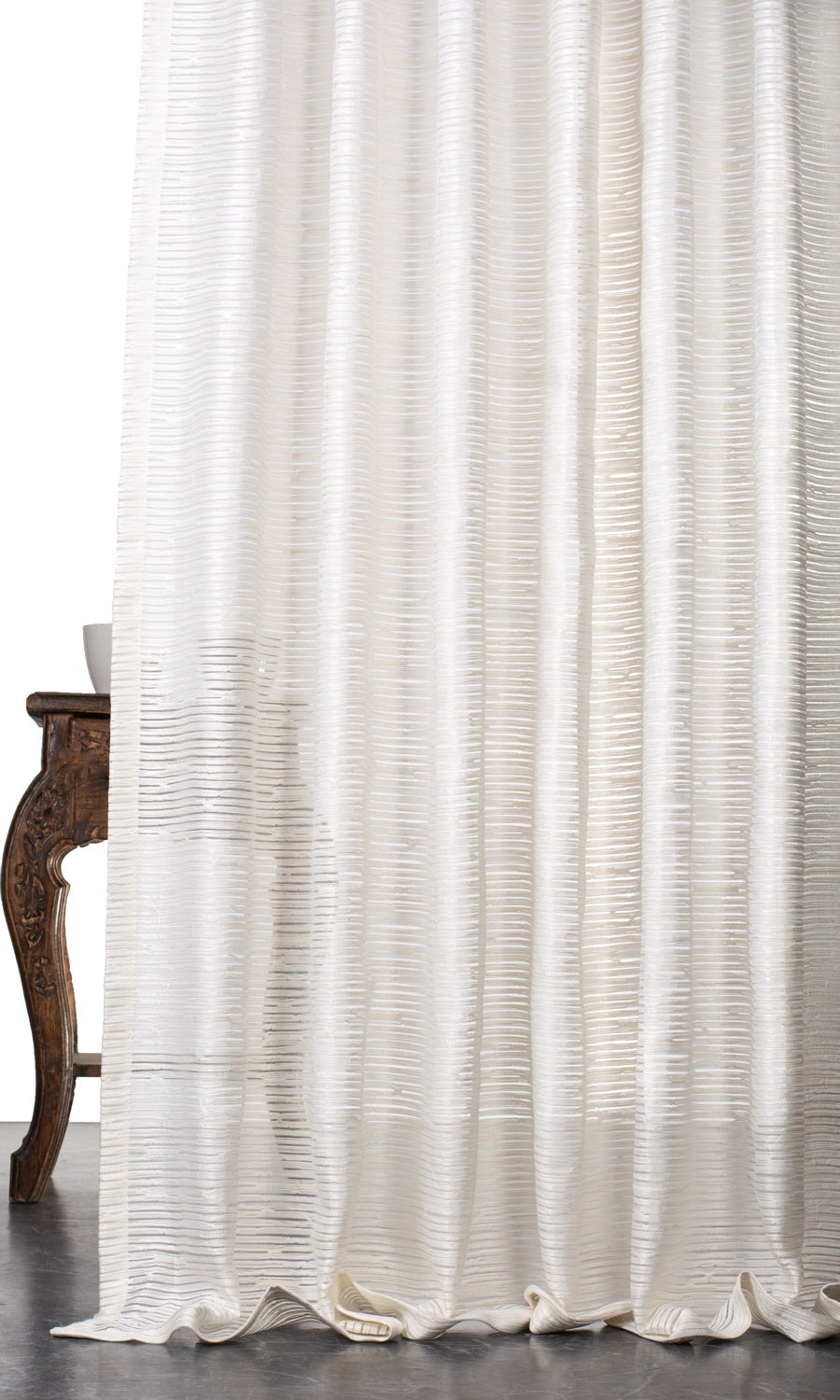 Striped Sheer Free Fabric Material Sample (Cream)