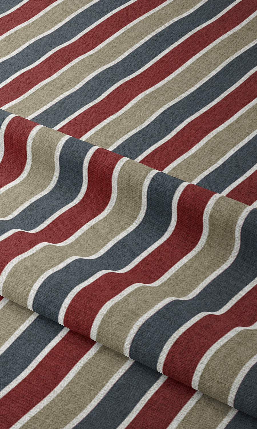 Striped Home Textile Fabric Material Sample (Grey/ Red/ Slate Blue)