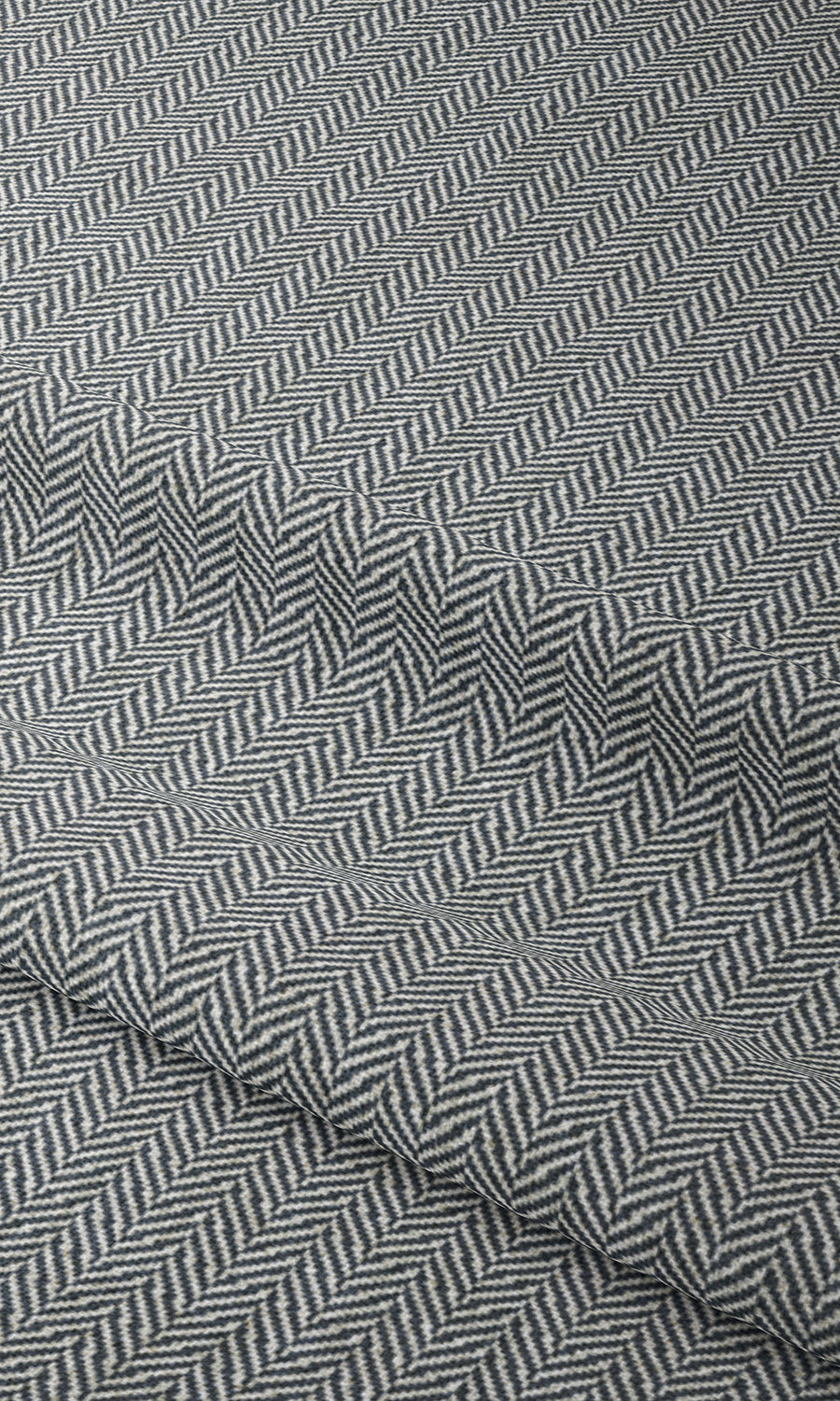 Herringbone Print Window Treatments Fabric Sample (Petrol Blue/ White)