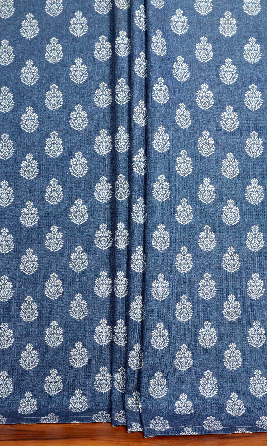 Floral Cotton Flat, Plain, Fake, Faux, European Relaxed Roman Blinds (Blue)