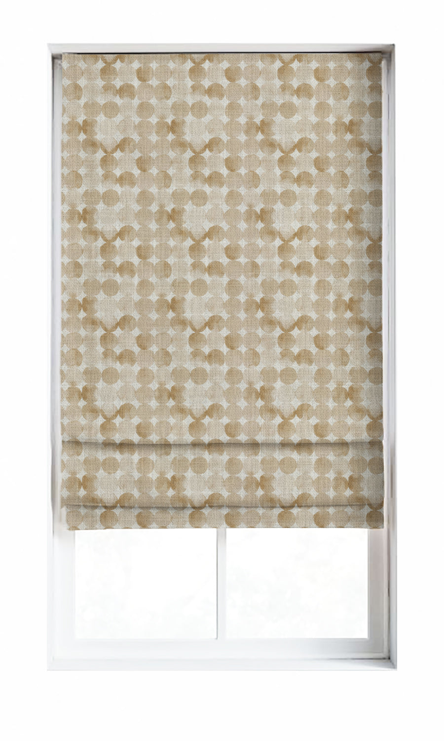 Polka Dot Window Treatments Fabric By the Metre (Eggshell White/ Pale Brown)