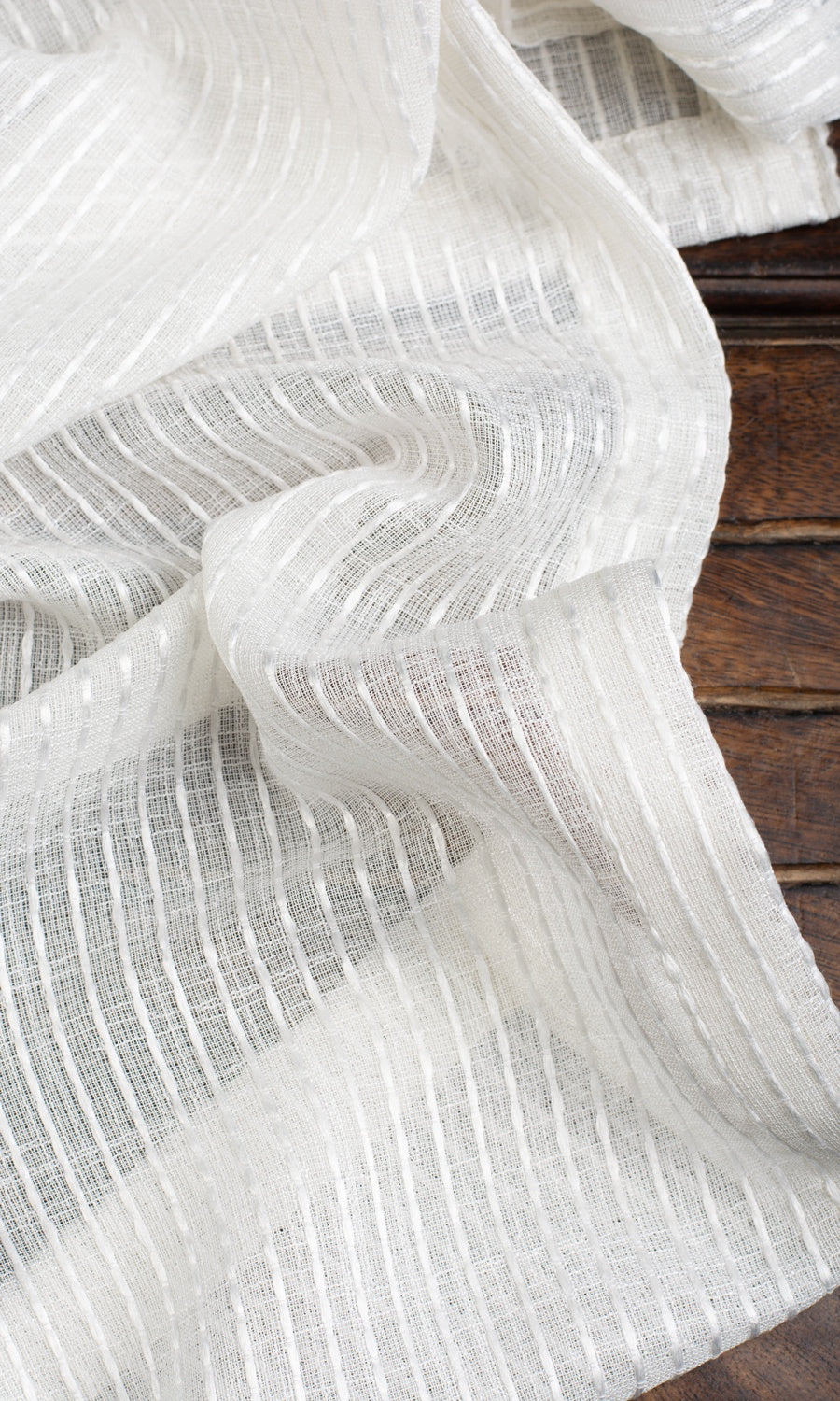 Embroidered Striped Sheer Flat, Plain, Fake, Faux, European Relaxed Roman Blinds (White)