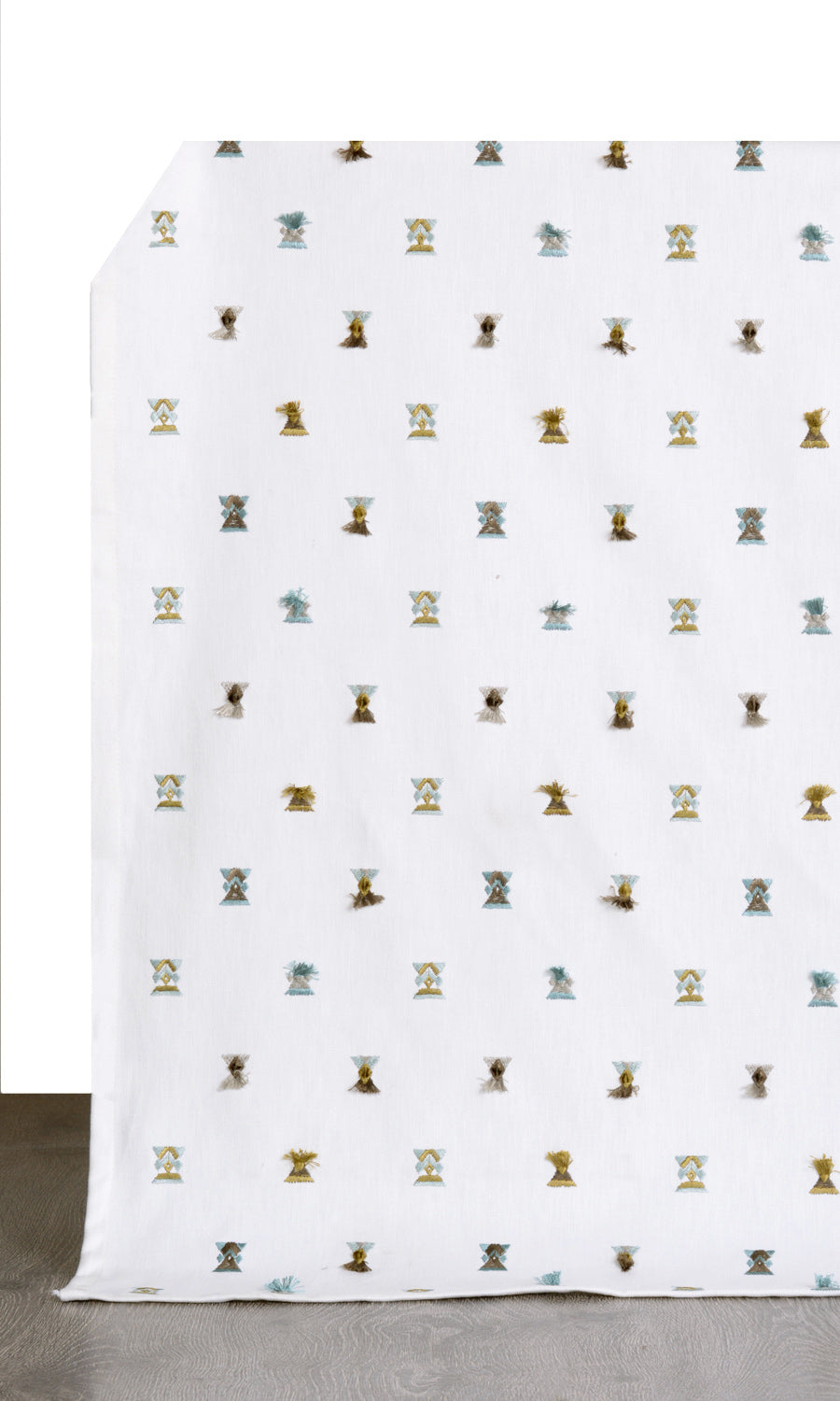 Embroidered Flat, Plain, Fake, Faux, European Relaxed Roman Blinds (Green/ Blue/ White)