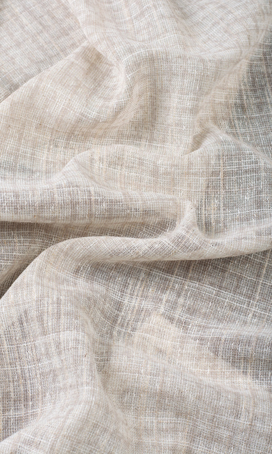 Checked Sheer Fabric By the Metre for Roman Blinds & Shades (Cream/ Pale Beige)