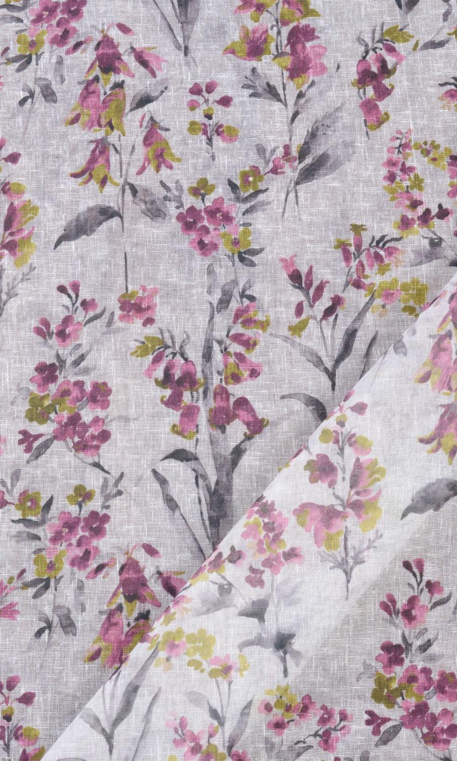 Sheer Floral Print Shades (Pink/ Grey) for Living, Bedroom, Kitchen, Bathroom