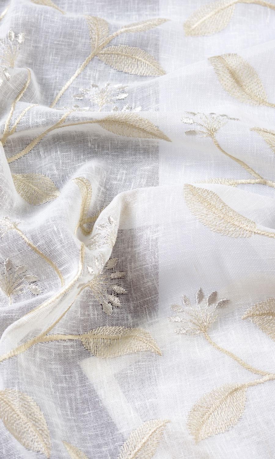 Sheer Floral Embroidered Any Size Style Roman Blinds (White/ Beige)