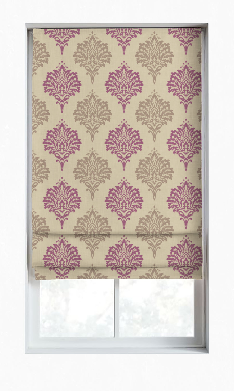 Damask Patterned Shades (Lilac/ Grey) for Living, Bedroom, Kitchen, Bathroom