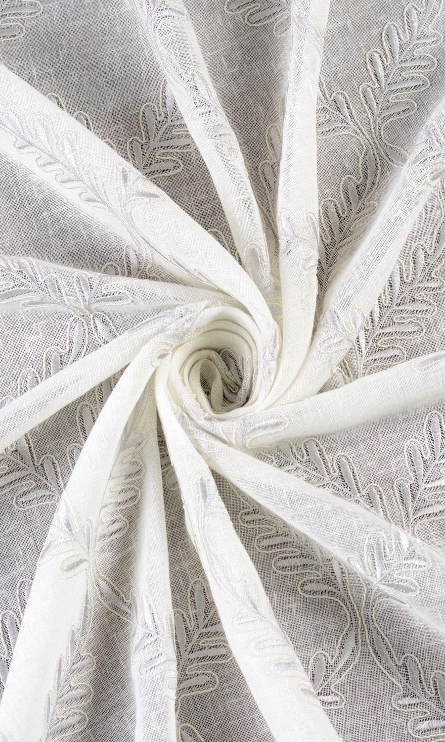 Sheer Floral Embroidered Shades (White/ Cream) Extra Long Short Wide