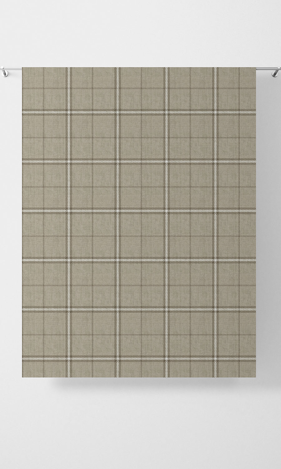 Checkered Flat, Plain, Fake, Faux, European Relaxed Roman Blinds (Grey-Beige/ Brown)