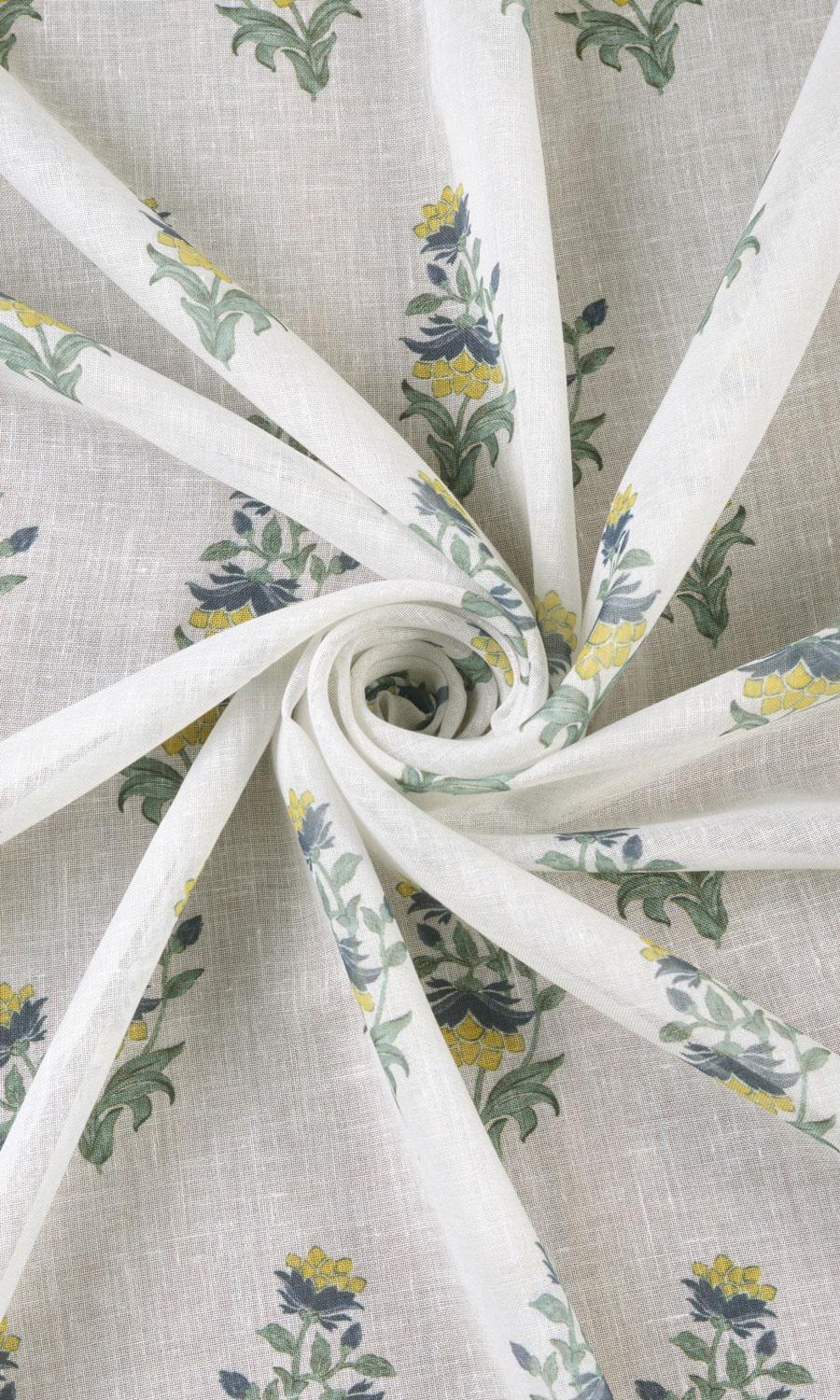 Sheer Floral Flat, Plain, Fake, Faux, European Relaxed Roman Blinds (White/ Green/ Yellow)