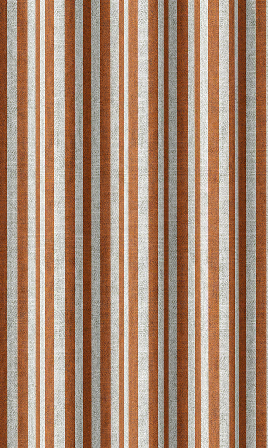 Modern Striped Home Décor Fabric Sample (Burnt Orange/ White)