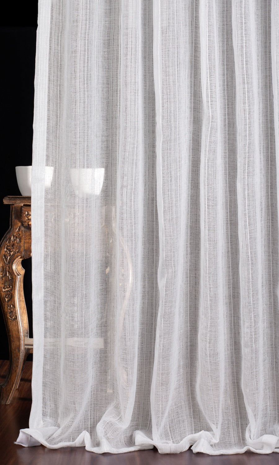 Textured Sheer Window Treatments Fabric By the Metre (White)