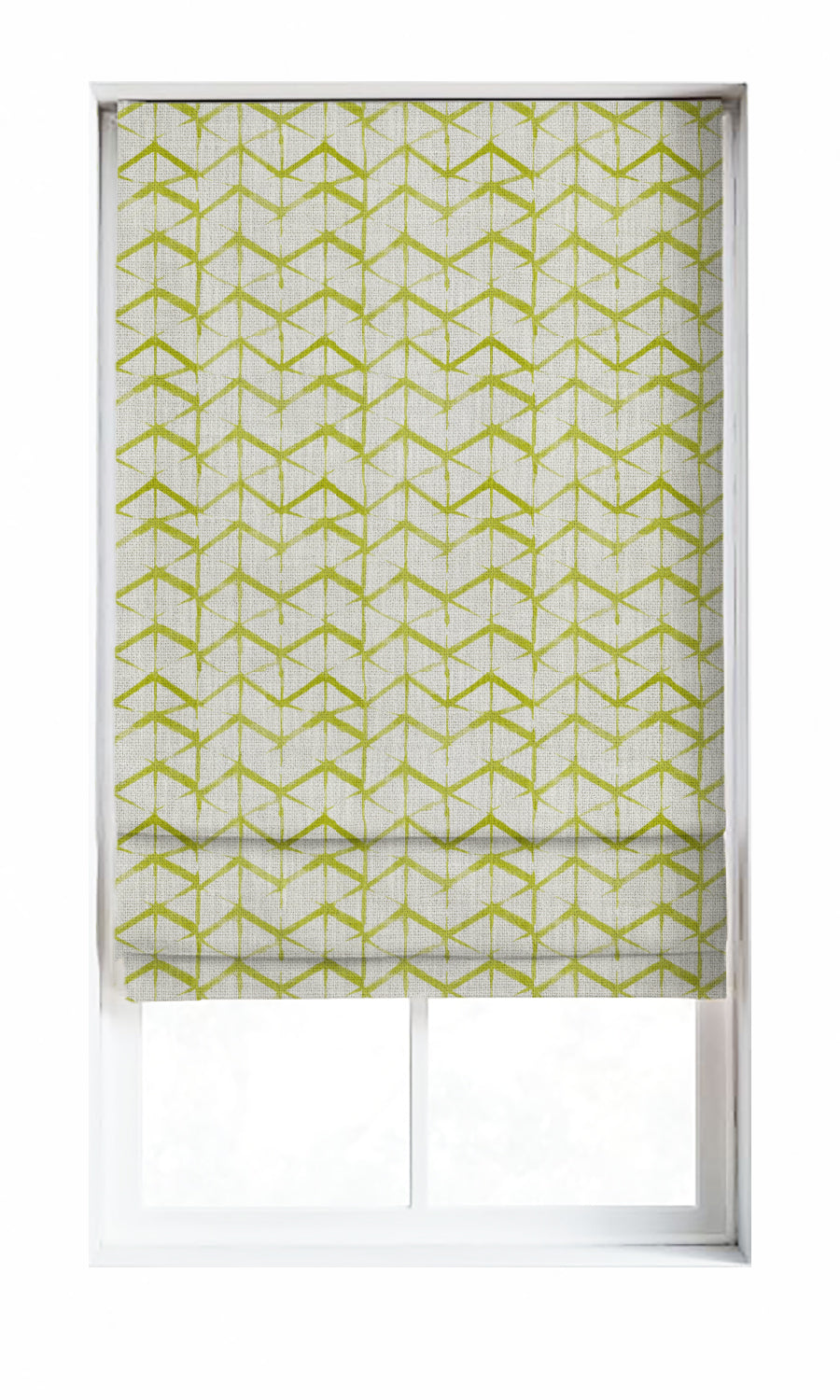 Bow-Arrow Patterned Window Treatments Fabric Sample (White/ Pear Green)