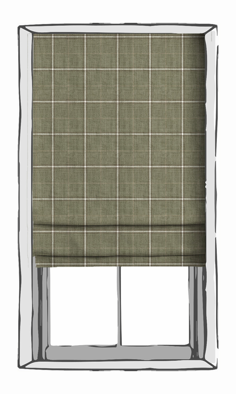 Check Patterned Blinds (Olive Green) Extra Long Short Wide