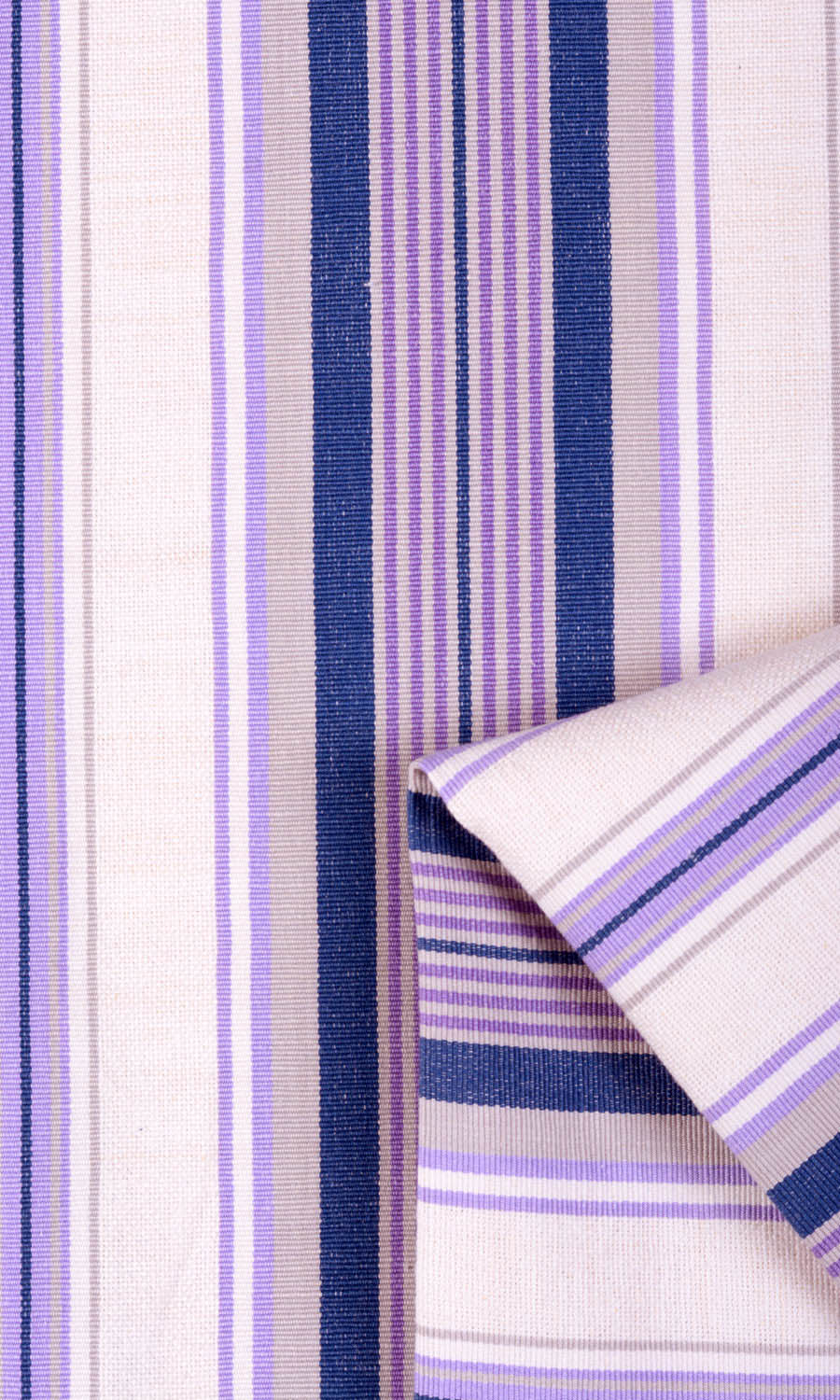 Striped Cotton Fabric By the Metre for Roman Blinds & Shades (Violet/ White)
