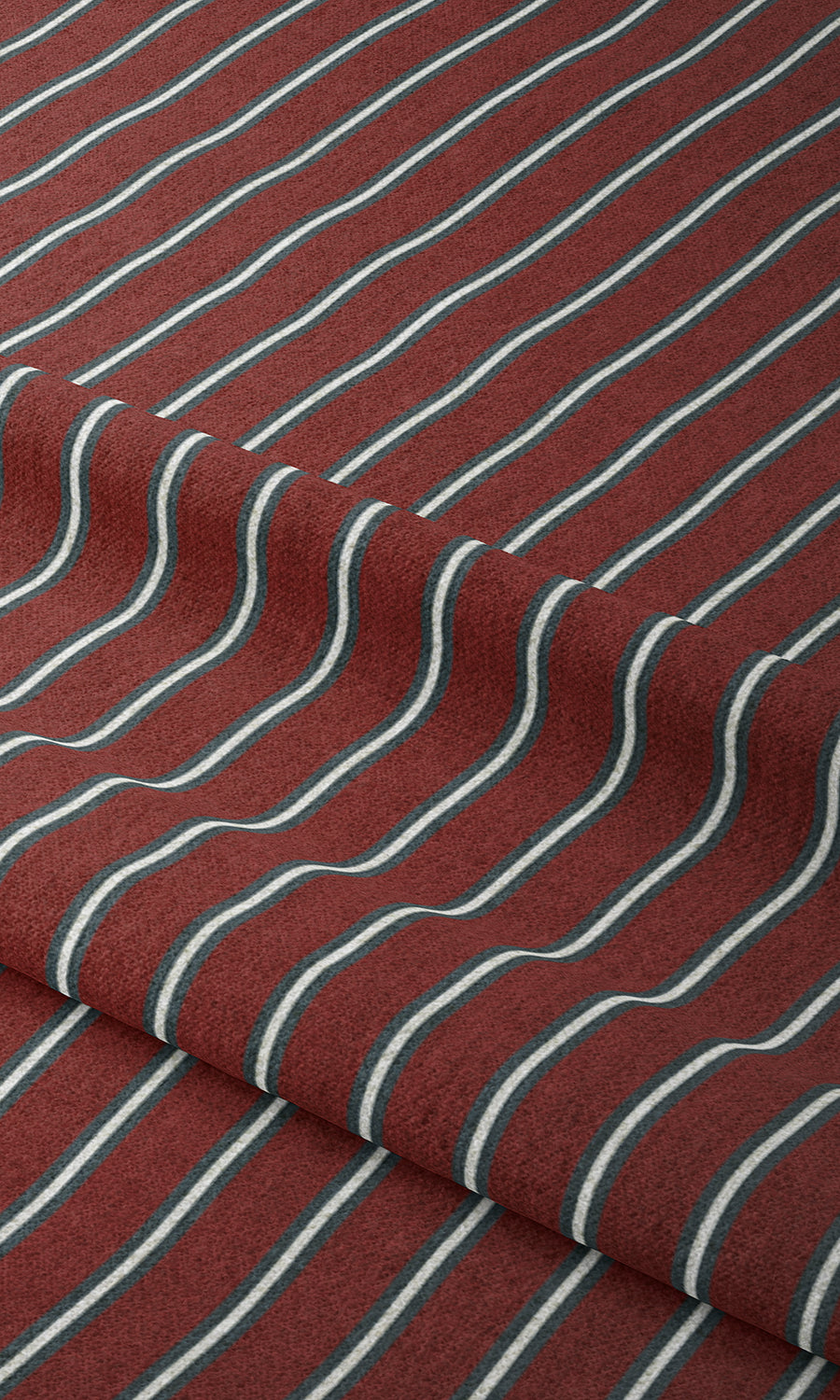 Modern Striped Home Textile Fabric Material Sample (Slate Grey/ Red)