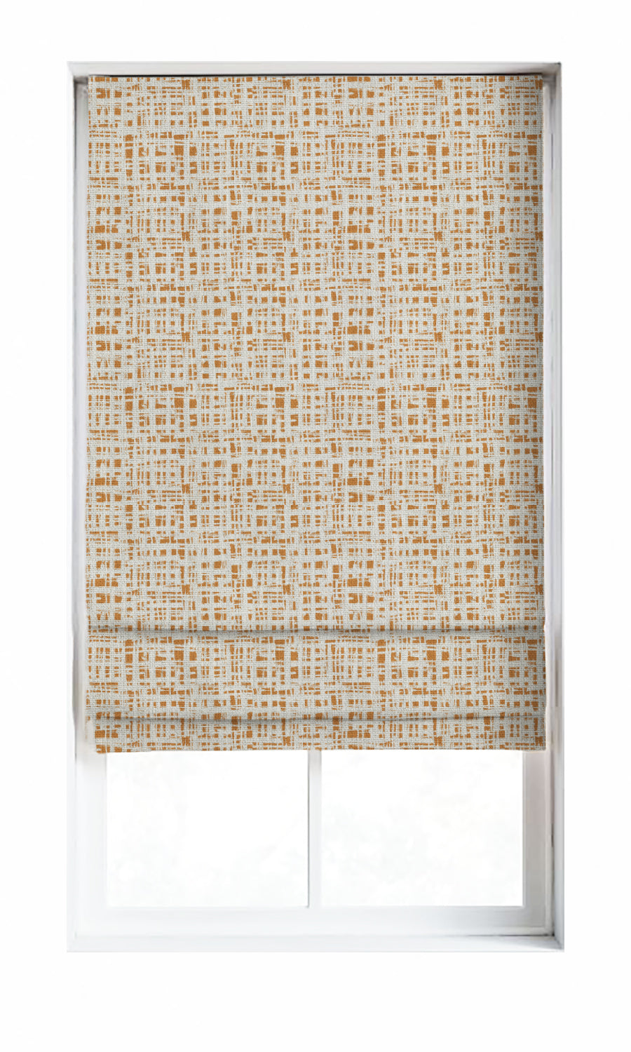 Abstract Print Window Treatments Fabric Sample (Eggshell White/ Orange)