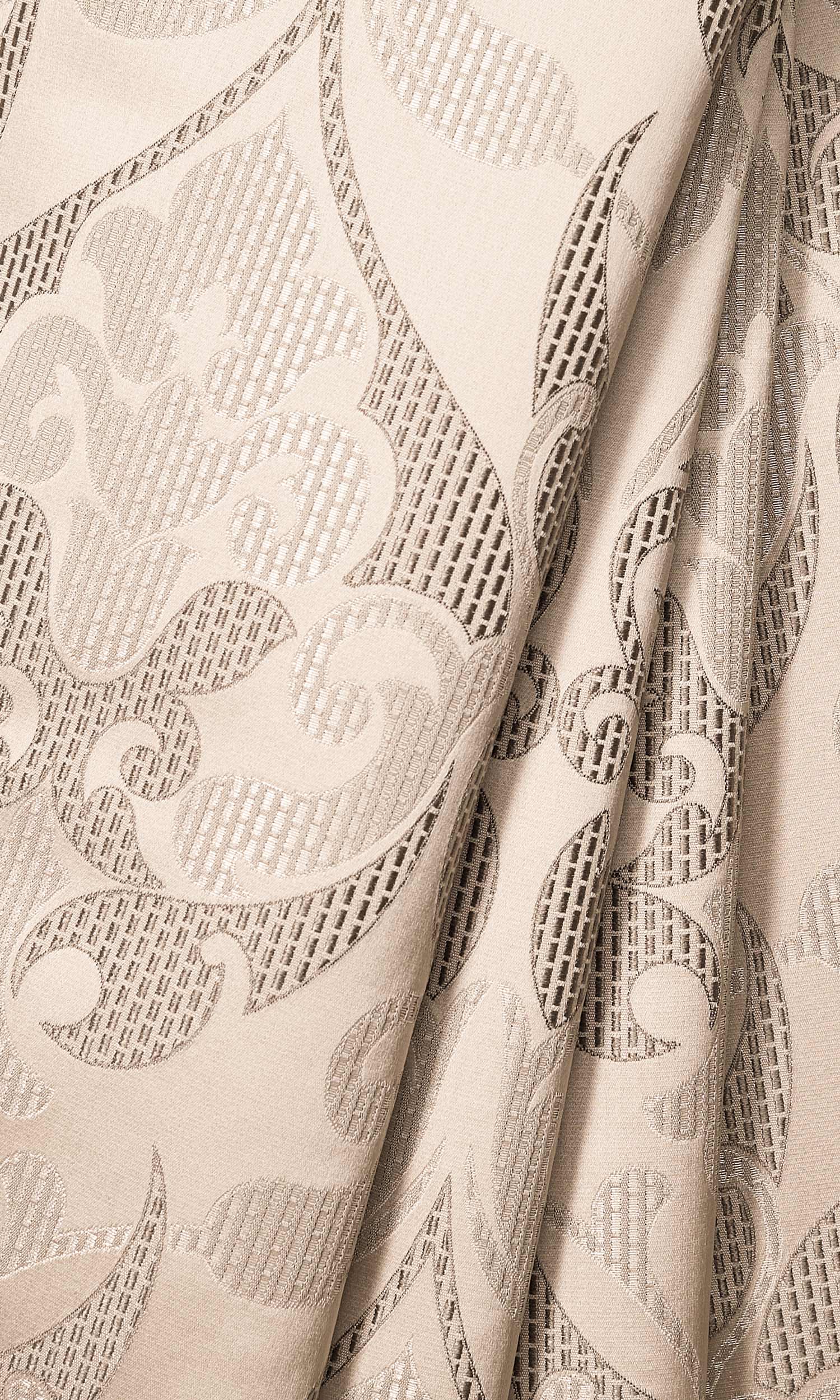 Self Patterned Window Treatments Fabric Sample (Cream/ Brown)