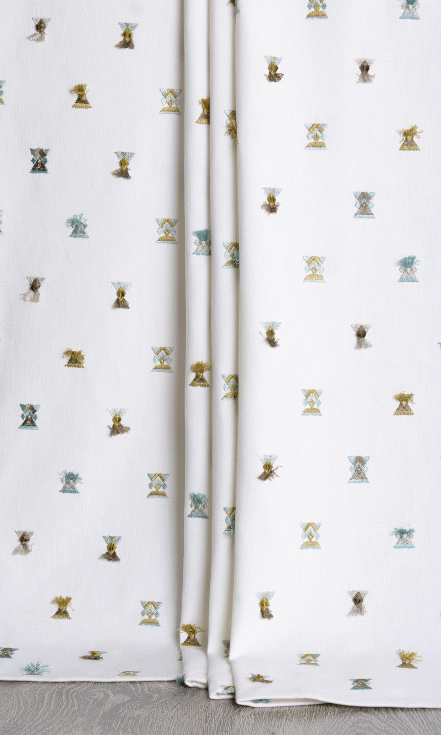 Embroidered Roman Shades (Green/ Blue/ White) for Living, Bedroom, Kitchen, Bathroom