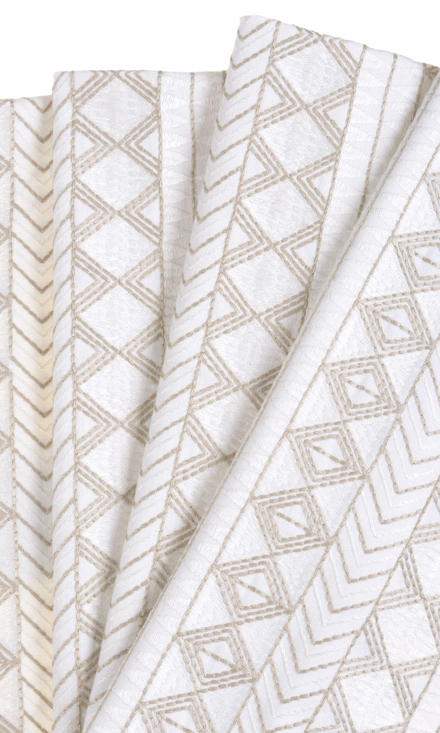 Ikat Textured Home Textile Fabric Material Sample (white/ Beige)