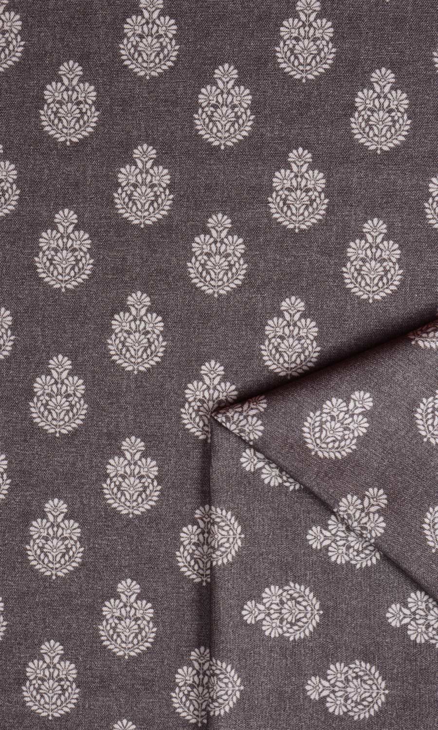 Floral Cotton Roman Blinds & Window Shades (Charcoal Grey)