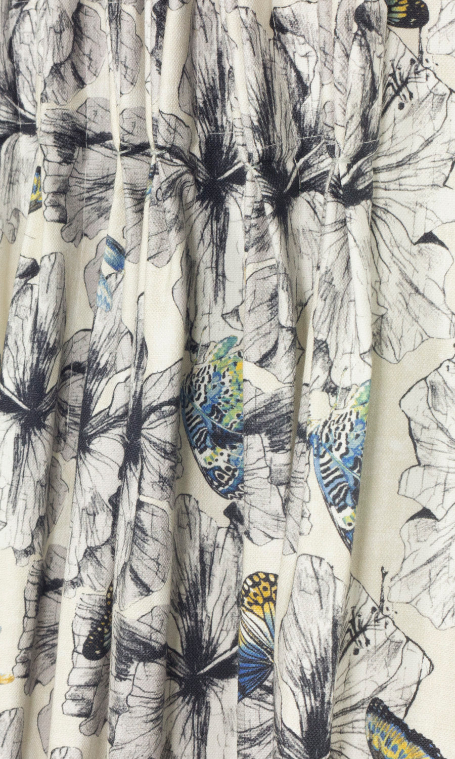 Butterfly Print Cotton Blinds (Yellow) for Living, Bedroom, Kitchen, Bathroom