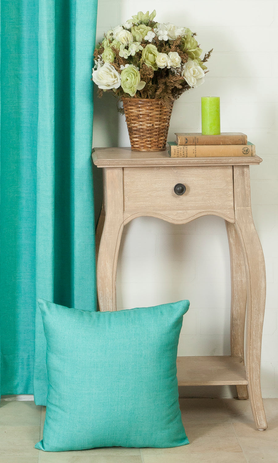 Plain Cotton Fabric Blinds (Blue) Extra Long Short Wide
