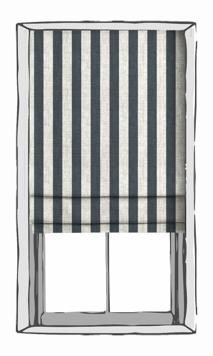 Modern Striped Free Fabric Material Sample (Petrol Blue/ White)