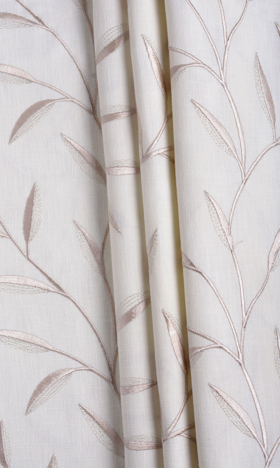 Floral Embroidery Free Fabric Material Sample (White/ Cream)
