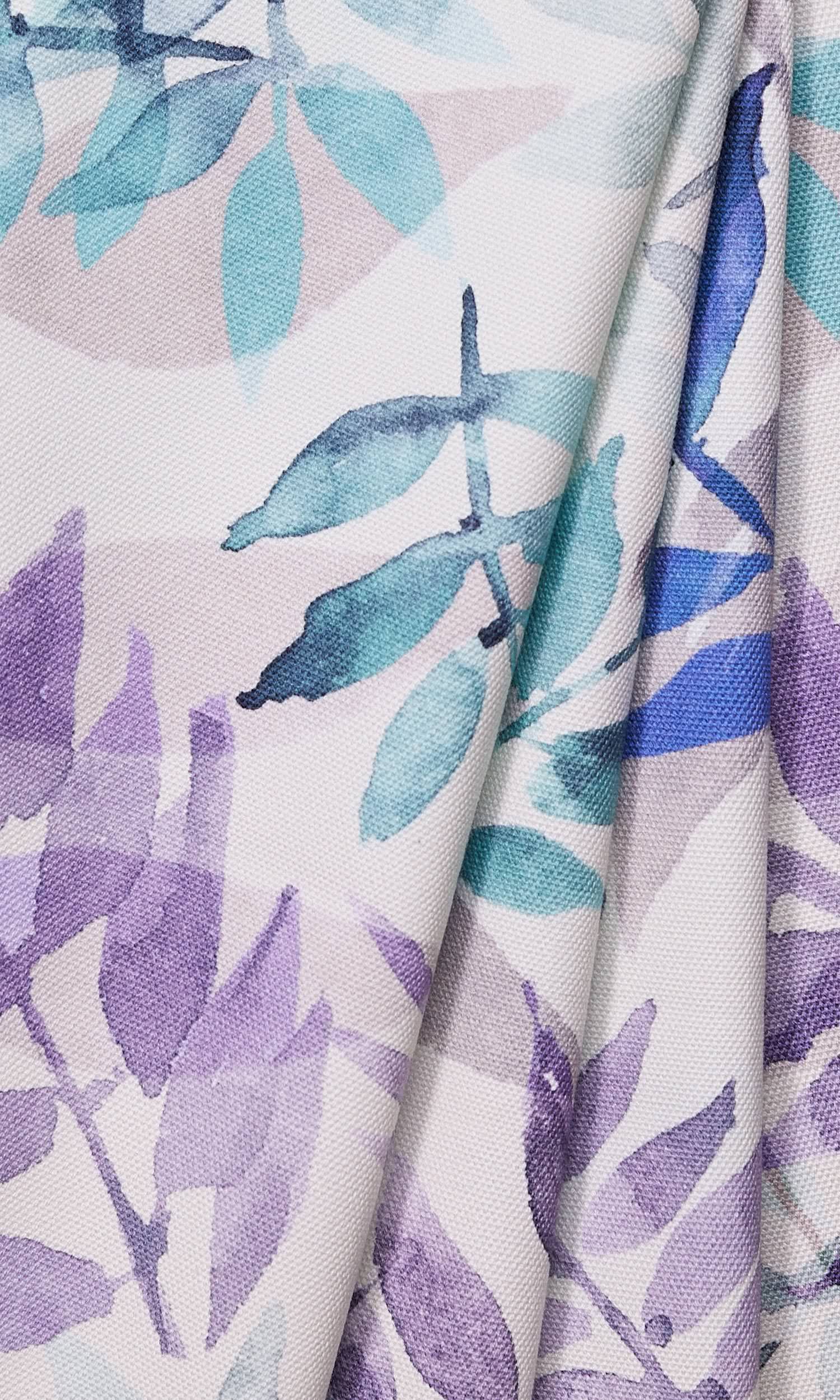 Floral Cotton Blinds (Purple/ Blue/ Gray) for Living, Bedroom, Kitchen, Bathroom