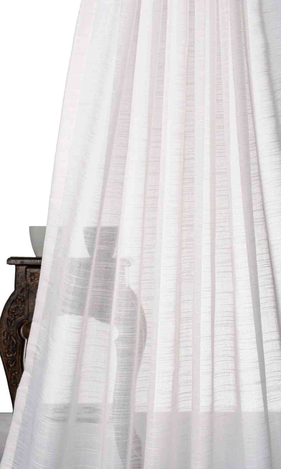 Textured Sheer Home Textile Fabric Material By the Metre (White)