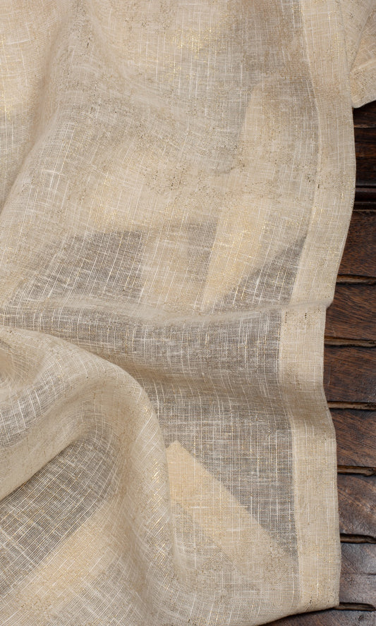 Metallic Accents Sheer Home Décor Fabric Sample (Beige)